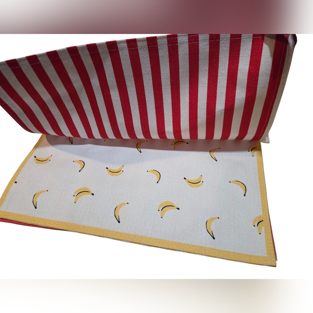Indoor/ Outdoor Reversible Fruit & Striped Placemats Summer Inspired
